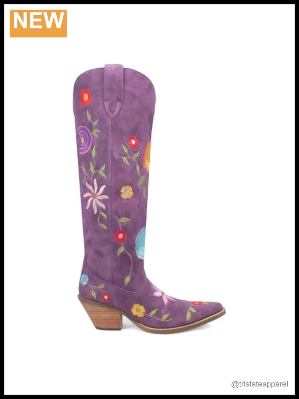 Embroidered Floral Suede Snip Toe Over the Knee Boots, 2.5in Heel, Pull-On